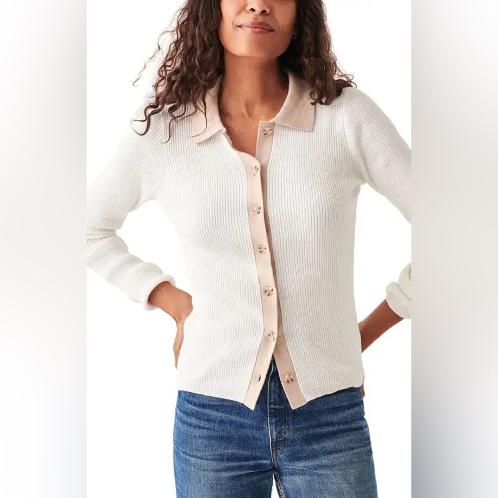 Faherty Mikki Collared Cotton and Cashmere Cardigan